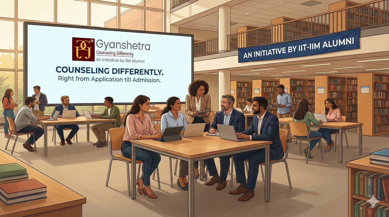 Students and counsellor illustration